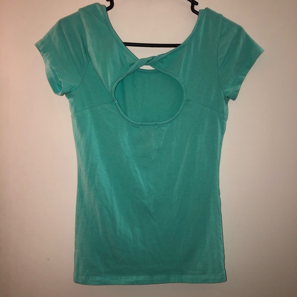 Teal Short sleeve top - cut out keyhole back - Picture 3 of 4